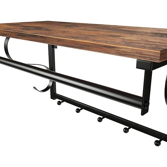 Drevená polica s vešiakmi na oblečenie LOFT