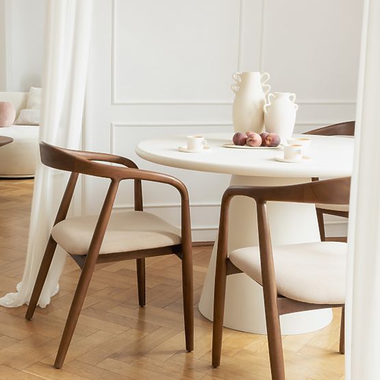 Drevená stolička Ludvika, zaoblená, orech/béžová