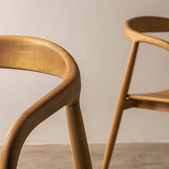 Drevená stolička Ludvika, zaoblená, prírodná/krémová