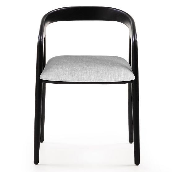 Drevená stolička Sande zaoblená, čierna/svetlo béžová, teakové drevo