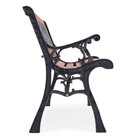 Drevená záhradná lavička 126x51 cm s mriežkovým operadlom a liatinovými nohami parková MultiGarden