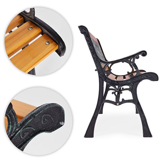 Drevená záhradná lavička 126x51 cm s mriežkovým operadlom a liatinovými nohami parková MultiGarden