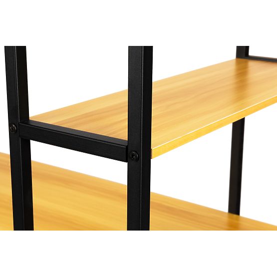 Drevený počítačový stôl s policami loft