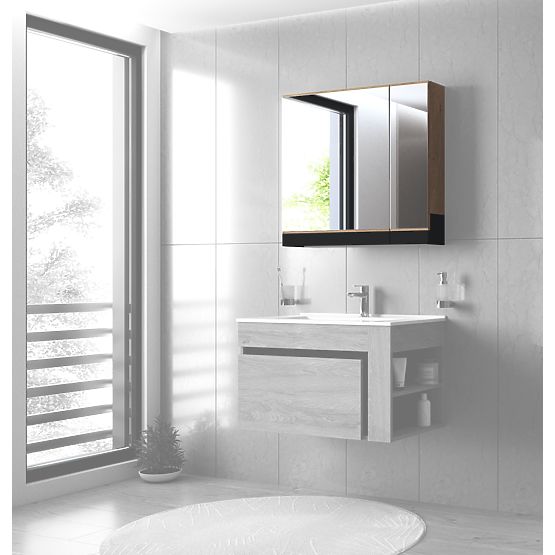 DUESA Zrkadlová skrinka 80/2D zlatý dub (1p=1ks)