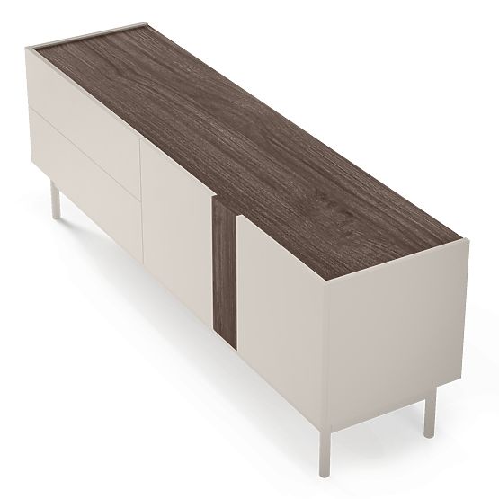 Dvojdverová TV skrinka so zásuvkami Berula, kašmírová, Orech Villa