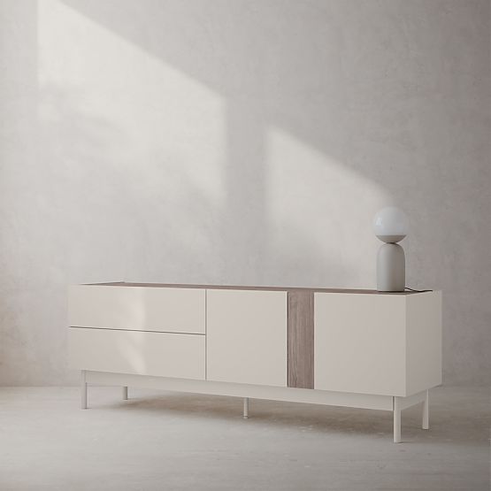 Dvojdverová TV skrinka so zásuvkami Berula, kašmírová, Orech Villa