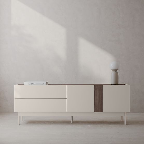 Dvojdverová TV skrinka so zásuvkami Berula, kašmírová, Orech Villa