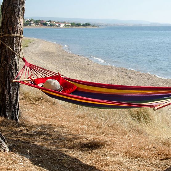 Dvojmiestna hojdacia sieť s priečkou 80 cm 480145A YELLOW