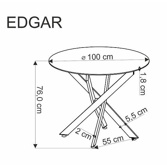 EDGAR stôl, doska - orechová, nohy - čierne (2p=1ks)