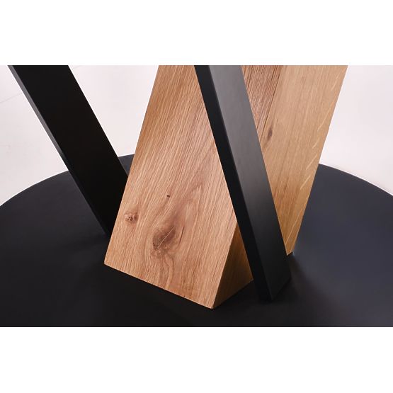 FANIS okrúhly rozkladací stôl, prírodný / čierny (3p=1ks)