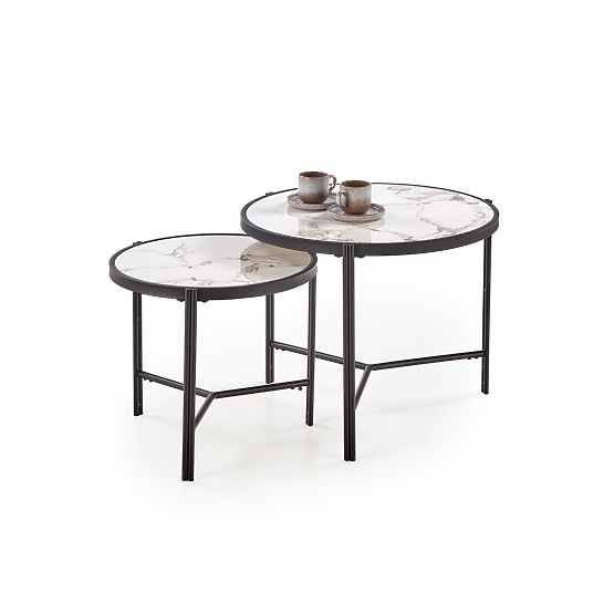 FATIMA sada 2 lavíc, biely mramor / čierna (1p=1ks)