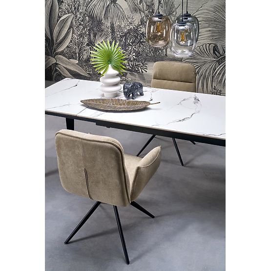 FELIX rozkladací stôl, doska - biely mramor, nohy - čierne (2p=1ks)