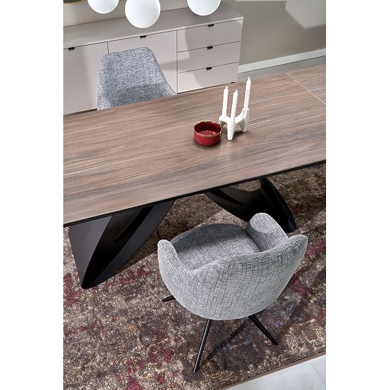 HILARIO rozkladací stôl, doska - orechová, nohy - čierne (3p=1ks)