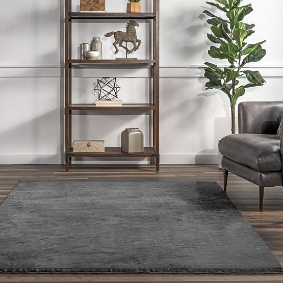 Hodvábny koberec Rabbit - Tmavošedý