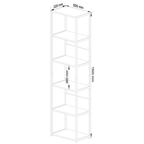 INDUSTRIÁLNY REGÁL 500 ČIERNY/DUB CRAFT