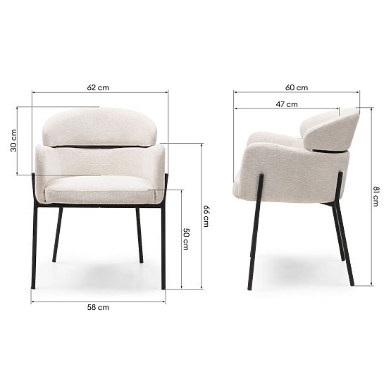 Jedálenská stolička Granda, ecru/čierne nohy