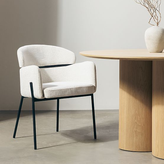 Jedálenská stolička Granda, ecru/čierne nohy