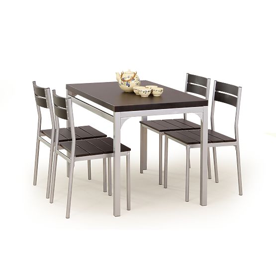 Jedálenský set MALCOLM stôl + 4 stoličky - wenge