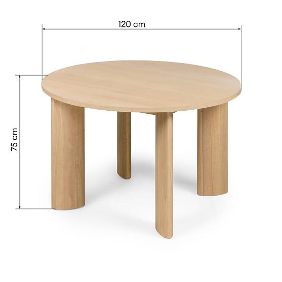 Jedálenský stôl Bali 120 cm, okrúhly, krémovo biely