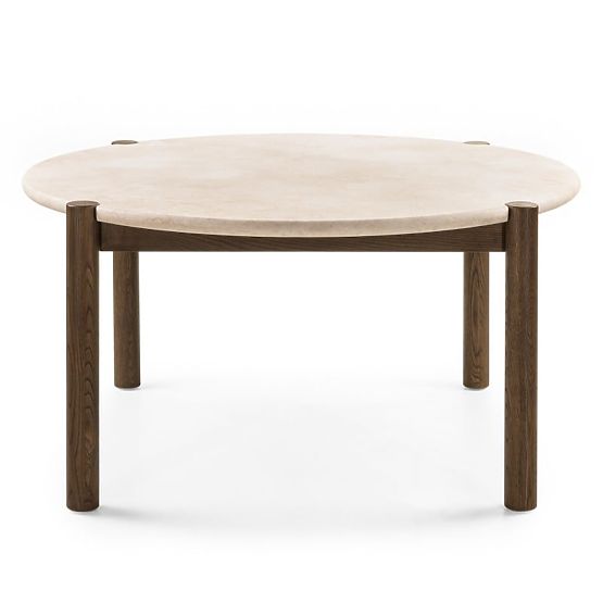 Jedálenský stôl Bruna, 150 cm, okrúhly, dub mocha/mramor cream