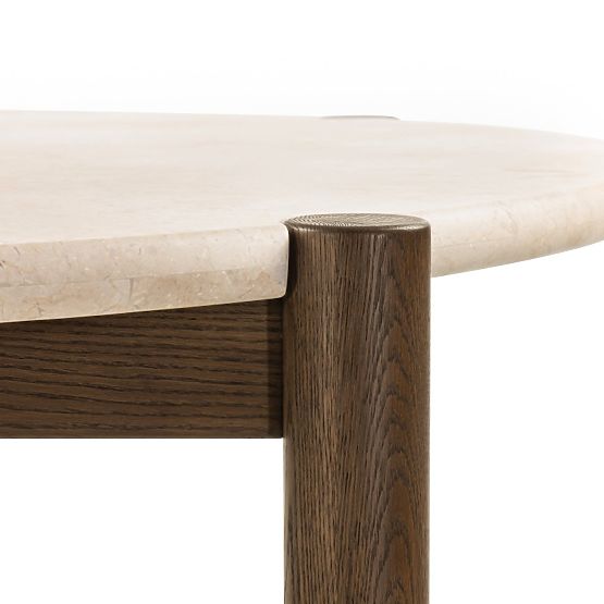 Jedálenský stôl Bruna, 150 cm, okrúhly, dub mocha/mramor cream