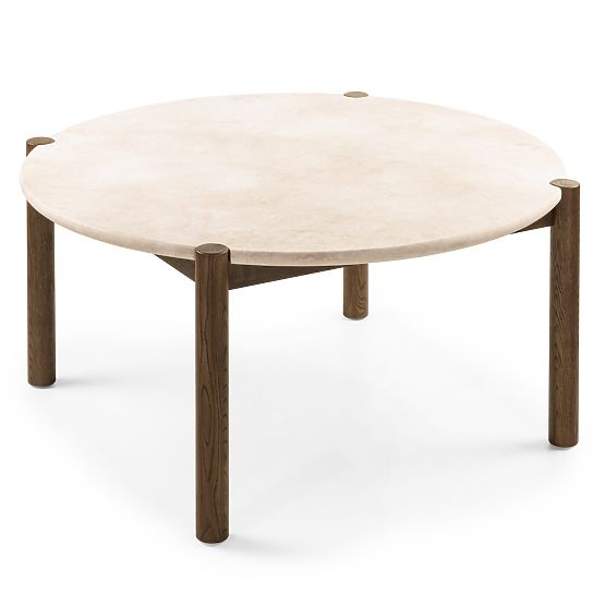 Jedálenský stôl Bruna, 150 cm, okrúhly, dub mocha/mramor cream
