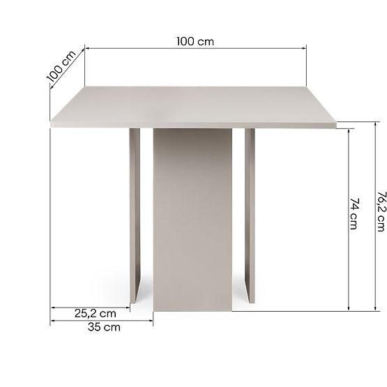 Jedálenský stôl Gasper 100 cm, štvorcový, kašmírový