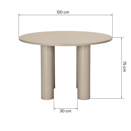Jedálenský stôl Kairo 120 cm, okrúhly, tmavo béžový