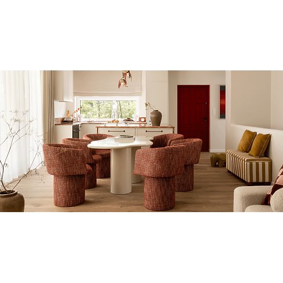 Jedálenský stôl Pinar 180 cm, šedo-béžový, oblé tvary