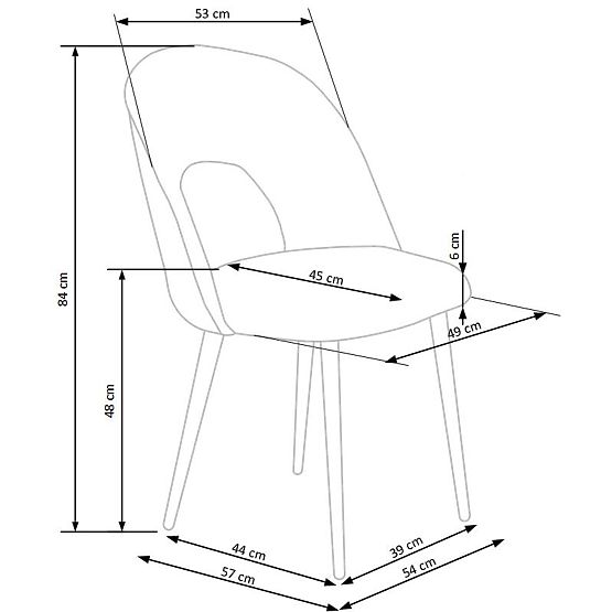 K384 stolička tmavo zelená / čierna (1p=4ks)