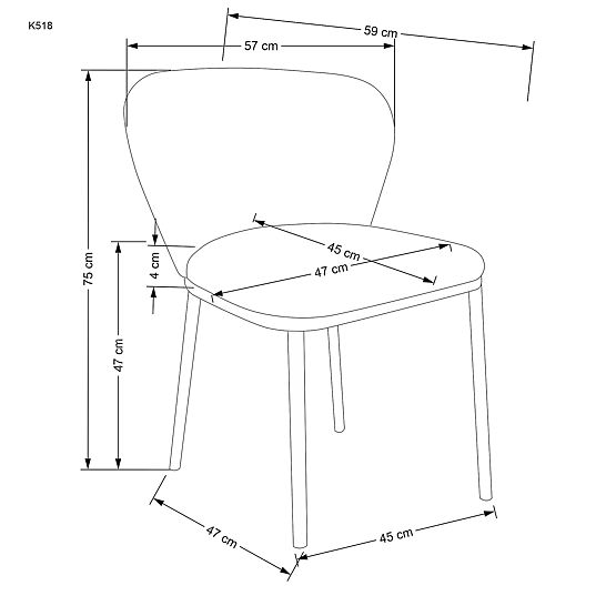 K518 stolička, krémová (1p=2ks)