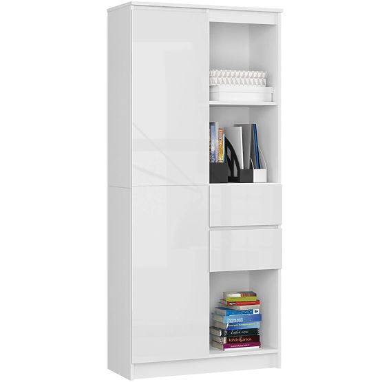 KANCELÁRSKY REGÁL R 80 cm CLP R15 PK BIELY / BIELY LESK