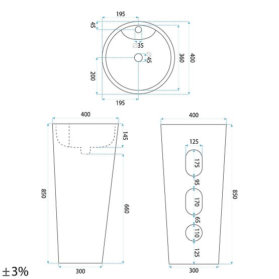 Keramické Voľne Stojace Umývadlo Blanka Savana Matt