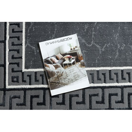 Koberec ALLURE 1960 grécky kľúč, rám - Štrukturálny, štýlový, glamour sivá