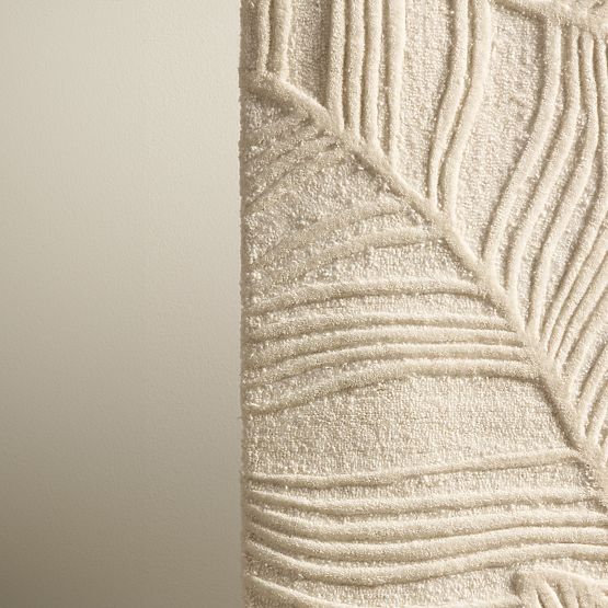 Koberec obdĺžnikový Mona tuftovaný, vlnený, krémový, listy, Veľkosť kobercov: 190x290