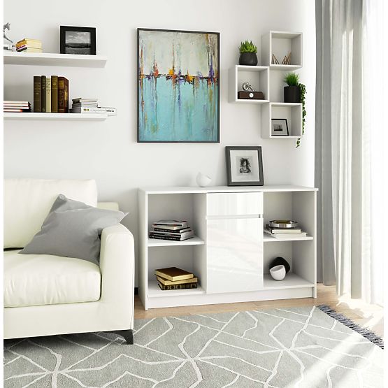 KOMODA B-17 120 cm 1 ZÁSUVKA 1 DVIERKA PK BIELA / BIELY LESK