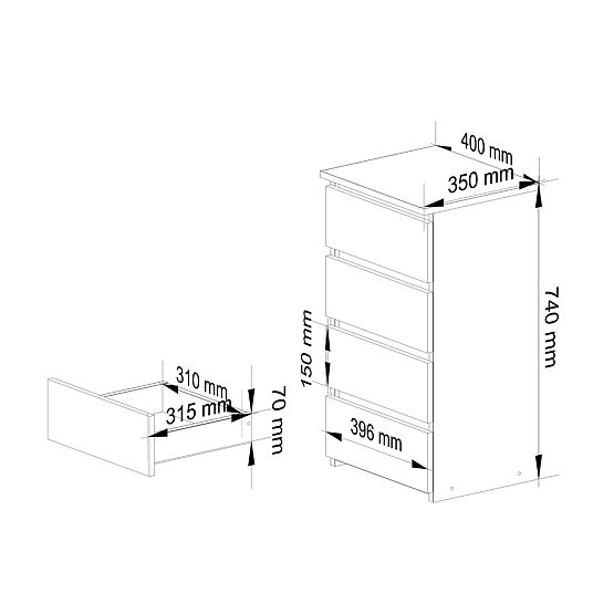 KOMODA CL4 PK BIELA / ŠEDÁ