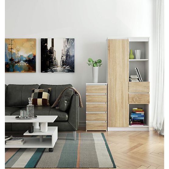 KOMODA CL5 PK BIELA / DUB SONOMA
