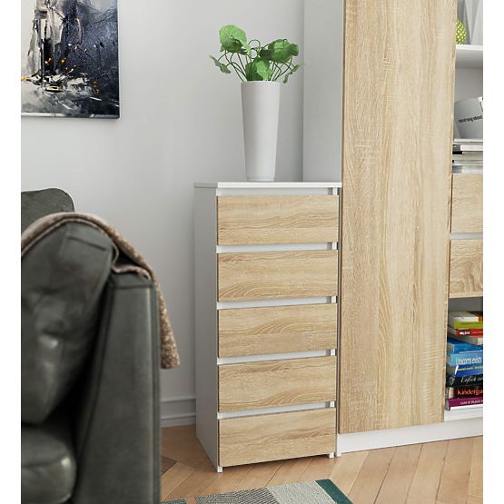 KOMODA CL5 PK BIELA / DUB SONOMA