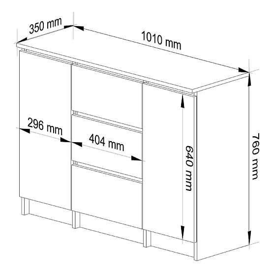 KOMODA K100 2D 3SZ PK BIELA