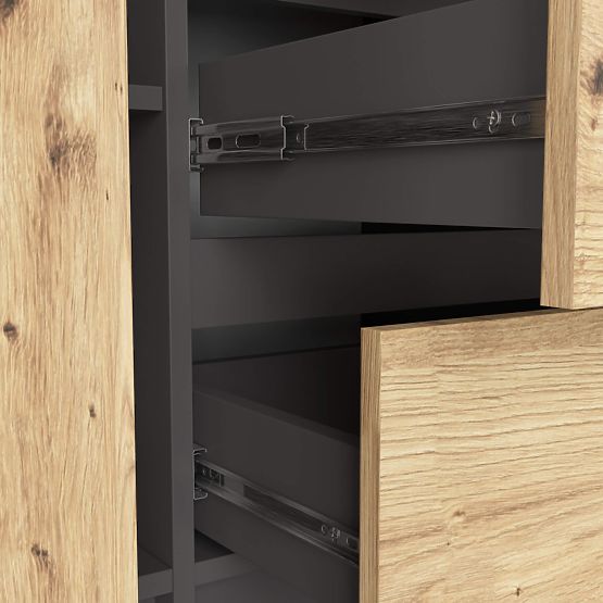 KOMODA K100 2D 3SZ PK GRAFITOVÁ ŠEDÁ / DUB ARTISAN