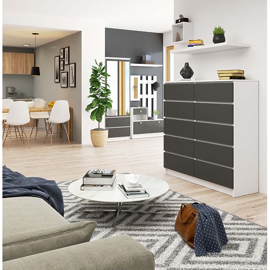 KOMODA K120 10SZ CLP PK BIELA / ŠEDÁ