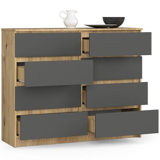 KOMODA K120 8SZ CLP PK DUB ARTISAN / ŠEDÁ