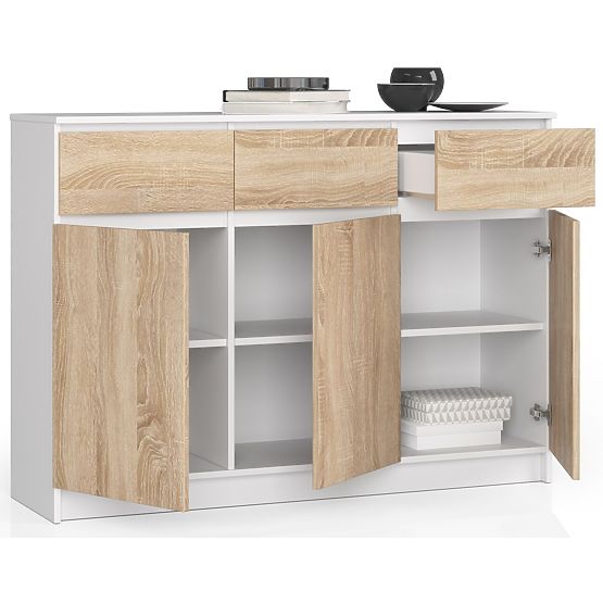 KOMODA K140 3D 3SZ CLP PK BIELA / SONOMA