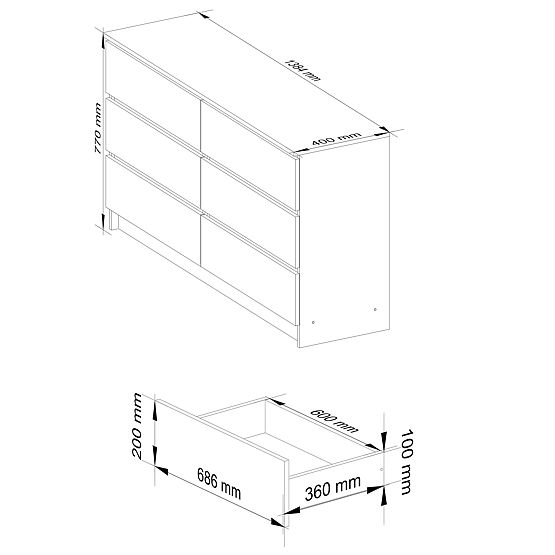 KOMODA K140 6SZ CLP DUB SONOMA / BIELA
