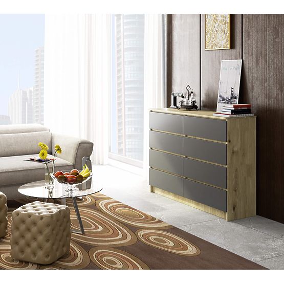 KOMODA K140 8SZ CLP DUB ARTISAN / ŠEDÁ