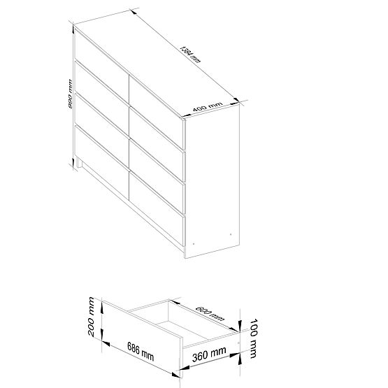 KOMODA K140 8SZ CLP PK SONOMA / BIELA