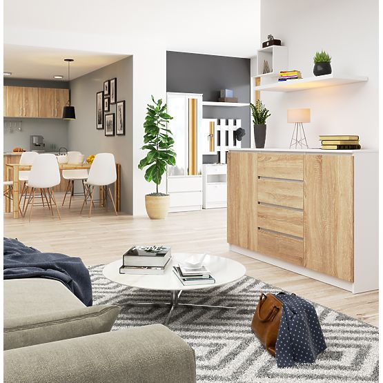 KOMODA K160 2D 4SZ CLP PK BIELA / SONOMA