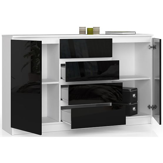 KOMODA K160 2D 4SZ CLP PK ČIERNY LESK