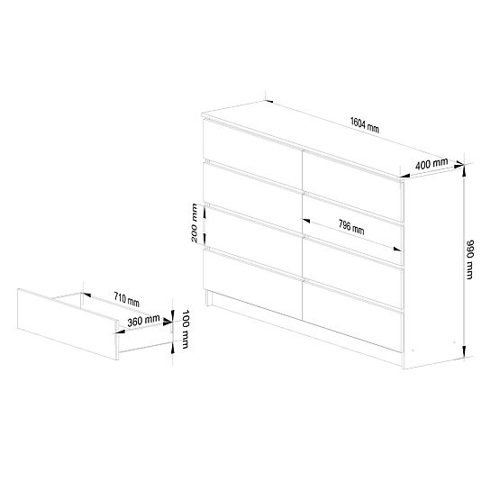 KOMODA K160 8SZ CLP PK DUB SONOMA / BIELA